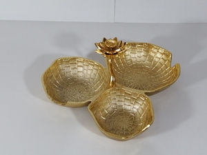 Plato decorativo de fundición de textura en relieve de aluminio con cuenco Estilo moderno Fancy Chip & Dip Platter Bowl Condiment Server Bowl - Product Image 5