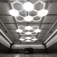 Plafonnier LED modulaire hexagonal pour garage de detailing automobile et atelier