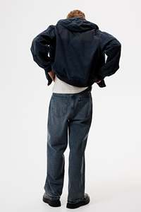 Pantalones vaqueros holgados de algodón rígido para hombre, pantalones vaqueros relajados azul hielo oscuro, pantalones holgados tobilleros de pierna redondeada de primera calidad, precio al por mayor - Product Image 4