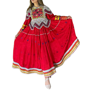 ชุดเดรส afghan kuchi แบบแฮนด์เมดคอลเลกชั่นเก๋ไก๋มรดกหลายสีปักลายคอเสื้อและแขนยาว - Product Image 3