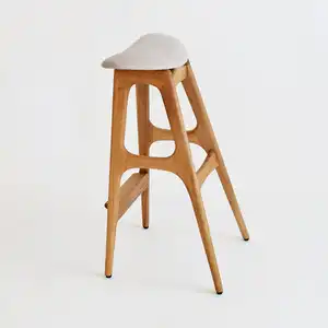 European Style Bar Stool Creative Seat Teak Wood with Fabric Bar Furniture for Restaurant Living Room Best Seller
