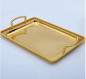 Feuille Designer Fantaisie Looking Or Métal Décoration De Table Fruits Plateaux Fournitures En Gros De Luxe De Table Fruits Plateau De Service - Product Image 4