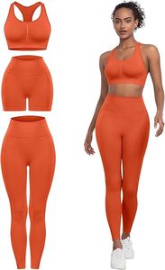 Ensembles d'entraînement 3 pièces pour femmes Leggings de levage des fesses avec soutien-gorge de sport à impact élevé Short de gymnastique - Product Image 2