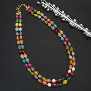 Collier de perles de Bohème plaqué or à plusieurs brins Collier de perles de quartz Chrétien Tendance Chaîne en alliage religieux Cadeau de fête mignon Bijoux - Product Image 4