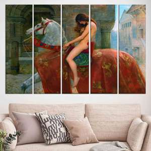 ภาพพิมพ์บนผ้าใบเลดี้โกดิว่า:ผลงานศิลปะของจอห์น คอลลิเออร์ที่โดดเด่น ดีไซน์แบบพิมพ์แบน ชุดผ้าใบ 5 ชิ้น - Product Image 1