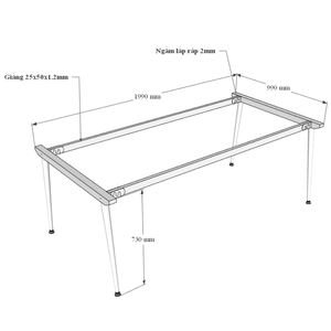 HBCO009 100x200cm Minimalist Modern Conference <b>Table</b> with CONE System Steel Legs Assembly Required for <b>Office</b> or Hotel Use - Product Image 4