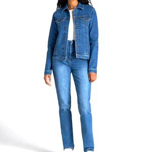 Chaqueta vaquera de invierno al por mayor para mujer talla grande estilo largo logotipo personalizado Algodón elástico 2025 nuevo diseño - Product Image 2