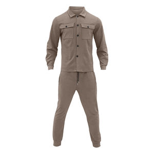 Survêtements d'hiver décontractés pour hommes de qualité supérieure 2025, légers, unis, 2 en 1, ourlet fendu, taille élastique, 100% polyester, unisexe - Product Image 3