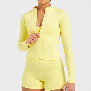 Trajes Deportivos Cortos para Mujer al por Mayor, Ropa de Gimnasio, Chaquetas de Yoga con Cierre y Compresión, Pantalones Cortos de Ciclista, MOQ Bajo - Product Image 5