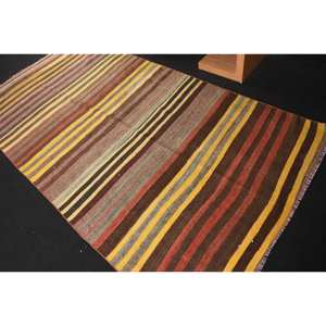 Modern Beige Wool Rug 4.6 X 8.9 ft <b>Turkish</b> Flat Weave Patchwork Pattern Living Room <b>Carpet</b> for Teens Latex Backed - Product Image 4