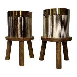 Lot de 2 jardinières de jardin écologiques au design fait main, finition antique, décoration d'hôtels et de maisons, jardinières en métal - Product Image 1