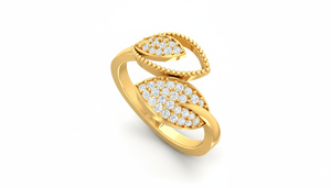 Elegante Anillo de Diamantes con Hoja Orgánica Dorada para Mujer - Product Image 4