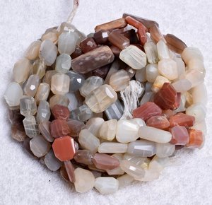 Perles à facettes multi-pierre de lune naturelles 8 pouces perles de pierre de bricolage en vrac pour la fabrication de bijoux bracelet collier - Product Image 3