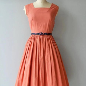 Champa robe mi-longue pour filles faite à la main 100% coton décontracté col carré naturel solide teint uni pour le printemps été utilisation lavable - Product Image 1