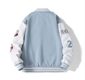 Men's Vintage Hip Hop Letterman Baseball Jacket with Stand Collar Canvas Fabric Front Embroidery-for Baseball <b>Fans</b> - Product Image 5