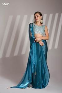 Qualité d'exportation indienne haute sur demande Twill Net Saree Blouse avec solide fantaisie Designer travail fabricant de haute qualité de l'Inde - Product Image 4