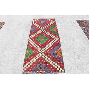Tapis vintage 2,5x6,2 pieds, tapis turc d'appoint, tapis en laine rouge style sud-ouest - Product Image 1