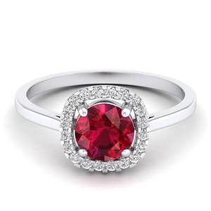 Anillo de Rubí de Corte Brillante Redondo Personalizado REYES de 1 Quilate en Plata de Ley 925 con Certificado GRA, Joyería de Moissanita para Mujer - Product Image 1