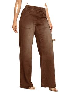 Jeans de Mezclilla Casuales Ecológicos de Cintura Baja y Corte Recto para Mujer, Estilo Hip Hop de Invierno, Tejidos, Lavados, con Botones - Product Image 4