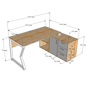 Escritorio Ejecutivo Metálico 180x160cm Diseño Moderno Patas de Acero Requiere Ensamblaje (HBMC024) - Product Image 6