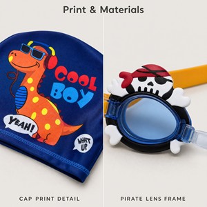 Ensemble <span class=keywords><strong>de</strong></span> natation pour enfants, 2 pièces, <span class=keywords><strong>bonnet</strong></span> <span class=keywords><strong>de</strong></span> <span class=keywords><strong>bain</strong></span> et lunettes <span class=keywords><strong>de</strong></span> natation, avec ajustement extensible, pour la piscine et la <span class=keywords><strong>plage</strong></span> - Product Image 4