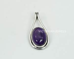 925 argent sterling massif février pierre de naissance pendentif violet améthyste lunette réglage comme un mois ou un pendentif à breloque - Product Image 2