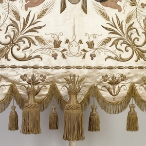 Premium Hand Embroidered Church Processional <b>Banner</b> Satin Gold Zardozi Work Christian Ceremonial <b>Banner</b> - Product Image 4