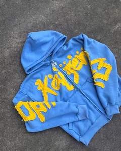 เสื้อครอปแบบมีฮู้ดสำหรับผู้ชายเสื้อครอปปักลายแบบมีซิปลายระบายความร้อนสไตล์วินเทจ - Product Image 2