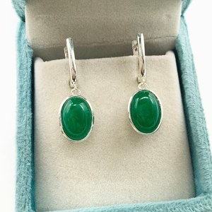 Boucles d'oreilles en jade vert, argent sterling 925, fabrication artisanale, bijoux en pierres précieuses mignons, cadeau pour femmes, anniversaire, fête, vente en gros en or - Product Image 2