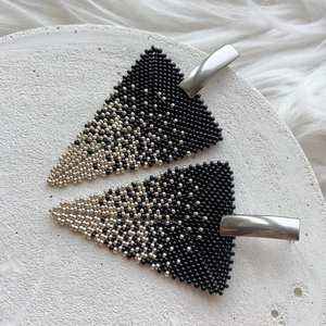 Modern Glass <b>Beads</b> & Resin Earrings with Turquoise Design and Cascading <b>Fringe</b> Unique Jewelry Gift by MS Handicraft - Product Image 4