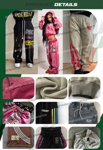 Pantalon de survêtement Y2K rétro ample et large, coupe évasée, en molleton épais 100% coton French Terry, délavé à l'acide, rayé, déchiré, écologique - Product Image 5