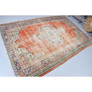 พรมตุรกีวินเทจ ขนาด 5.2x7.9 ฟุต (157x242 ซม.) สีส้ม-น้ำเงินไล่เฉด - Product Image 2