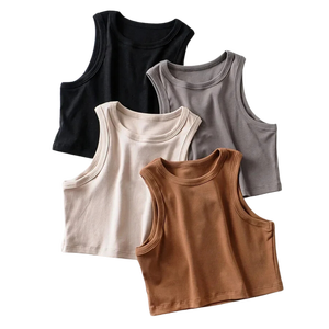 เสื้อกล้ามกีฬาไม้ไผ่ออแกนิกสำหรับผู้หญิงเสื้อกล้ามแห้งเร็วระบายอากาศเสื้อครอปใส่ไปยิมเซ็กซี่สีขาวแบบถักทันสมัย - Product Image 1