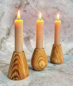 Portavelas de madera de olivo de alta calidad, candelabro de madera elegante para Decoración de mesa para ocasiones de cumpleaños - Product Image 5