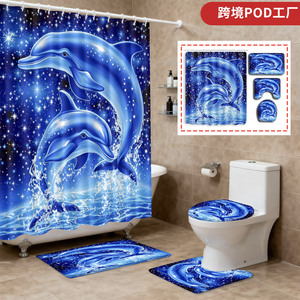 Custom Printed Waterproof Shower <b>Bathroom</b> Rug <b>Set</b> for <b>Bathroom</b> Non-Slip Shower Curtain Bath <b>Mat</b> - Product Image 2