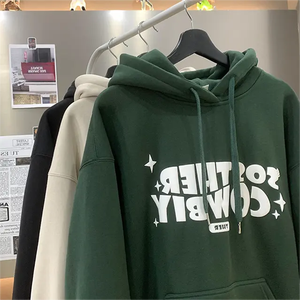 เสื้อมีฮู้ดแบบสวมหัวมีกระเป๋าสีทึบผ้าคอตตอน100% ออกแบบได้ตามต้องการสำหรับฤดูใบไม้ร่วงโลโก้3D กราฟิกสำหรับเสื้อฮู้ด - Product Image 5