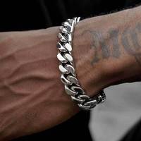 Pulsera de Eslabones Cubanos de 5-15MM para Hombre, Cadena de Acero Inoxidable Pulida por 4 Lados, Joyería Hip Hop, Joyería Urbana para Hombre, Venta al por Mayor