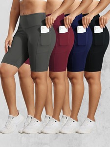 Shorts de yoga pour femmes, solides, 3 poches, taille mi-haute, effet push-up, respirants, écologiques, collants de sport, élastiques, pour le cyclisme, vêtements de sport actifs - Product Image 2