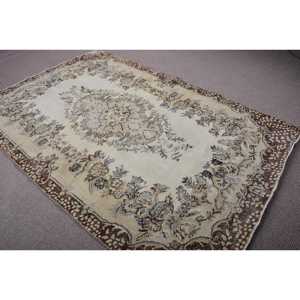 5,8x8,8 ft Rug, Turkish Vintage Large Rug, <b>Brown</b> <b>Wool</b> Rug - Product Image 4