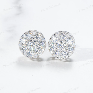 Customized 11mm VVS Moissanite Brilliant Cut Pave Sterling <b>Silver</b> Unisex <b>Stud</b> Earrings Hip Hop Style Gold Plating GRA Gift - Product Image 1