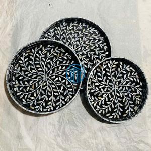 Bandeja de Servir Hecha a Mano con Madreperla, Bandeja Decorativa con Incrustaciones de Concha Natural para Hotel, Restaurante, Decoración del Hogar - Product Image 4