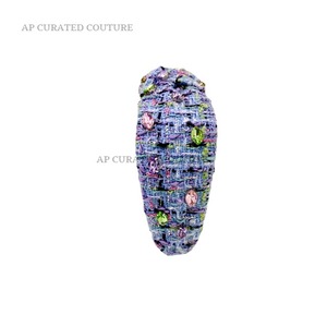 Dream Fashion Pink Tweed Diadema anudada personalizada Venta al por mayor Diadema barroca Tela brillante de lujo Diadema de moda para niña - Product Image 5