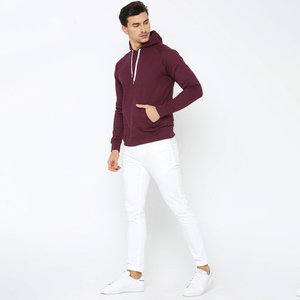 2022 vente chaude hommes polyester et coton polaire à capuche couleur unie chaud hiver pull avec capuche - Product Image 3