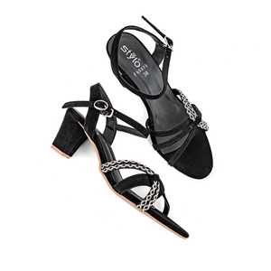 Sandale à talon fantaisie noire modèle FN5978 - Product Image 1