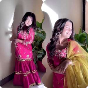 Vestido de fiesta listo para niños y niñas SHARARA Y DUPATTA vestido de diseñador para niñas indias Eid EN 2025 - Product Image 3