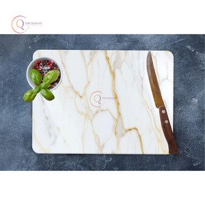 Bloc à découper en marbre blanc avec impression dorée et vaisselle de qualité supérieure Planche de boucher naturelle pour la maison et la cuisine - Product Image 5