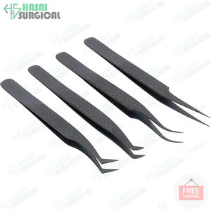 Instrumentos de belleza de Color negro, pinzas para pestañas, logotipo personalizado/pinzas de embalaje, acero inoxidable, gran oferta, aprobado por CE ISO - Product Image 3