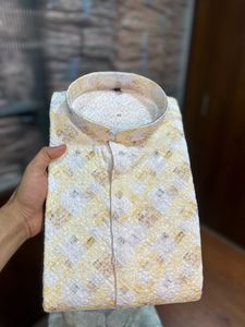 Perfecto para bodas Eid Diwali y eventos festivos Conjunto de Ropa Étnica con Dupatta o pijama Kurta tradicional artesanal para hombres - Product Image 3