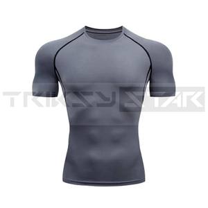 T-shirt homme entraînement en plein air Fitness Gym Jogging course à pied Ringer Bat-Man Compression chemises coupe régulière élastique 100% coton - Product Image 2
