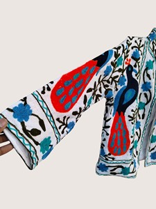 <b>Chinese</b> Style Embroidered Cotton <b>Jacket</b> Mandarin Collar Full Sleeve Floral Pattern Hand Embroidery Adult Spring Wear - Product Image 3